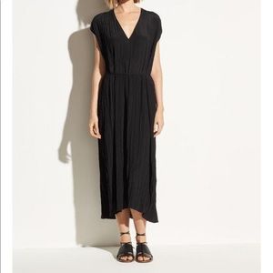 NWT Vince V Neck Crinkled Pleated Midi Dress